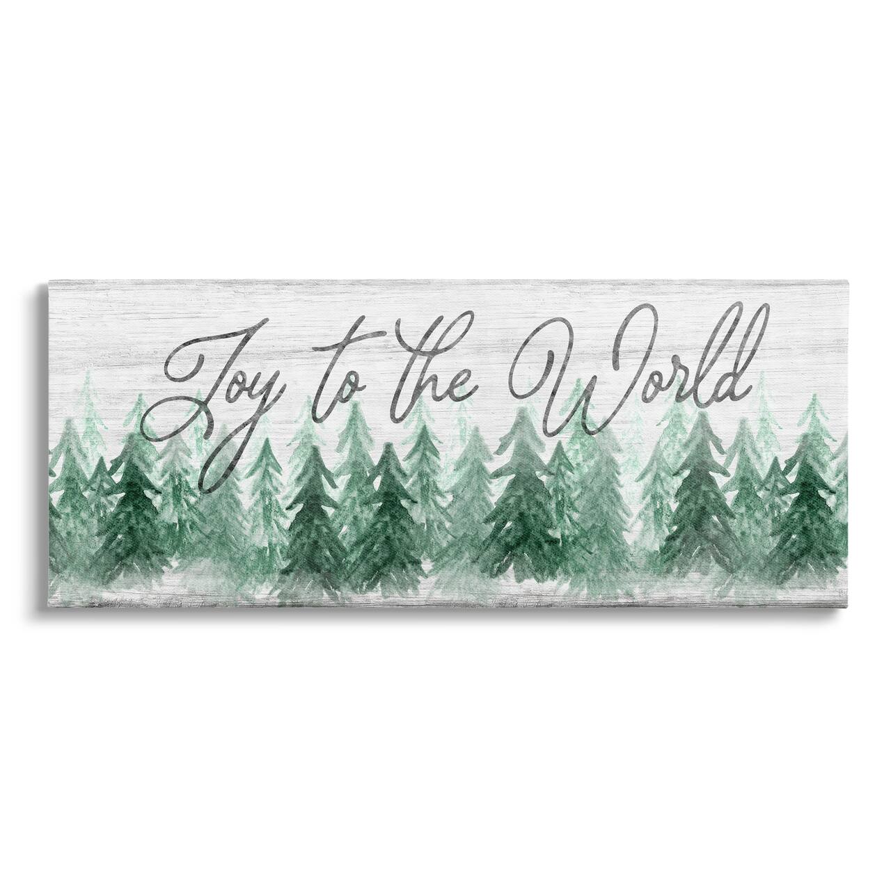 Stupell Industries Joy to the World Pine Trees Canvas Wall Art
